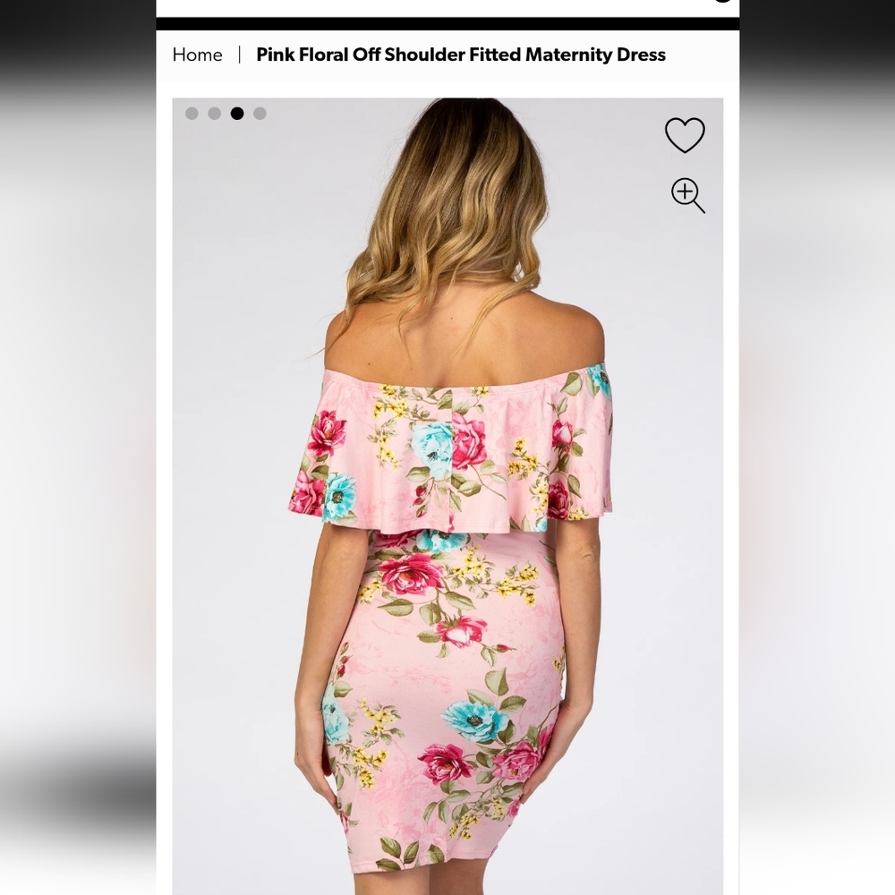 Pink Floral Off Shoulder Fitted Maternity Dress